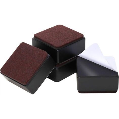 Rehausseurs de lit et de meubles de 3 cm, carrés et robustes, largeur 6 cm, hauteur supplémentaire de 3 cm, supporte 9 000 kg, protège les tapis et les sols des rayures (lot de 4, noir) (1/5)