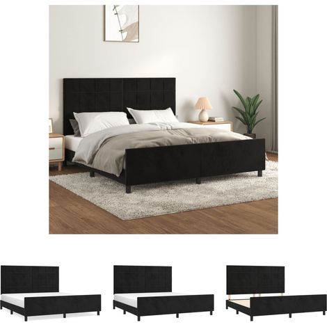 Bettgestell für Erwachsenenbett,Bettrahmen Metallbett mit Kopfteil,Schlafzimmerbett Schwarz 180x200 cm Samt -Maison 39348 (1/5)