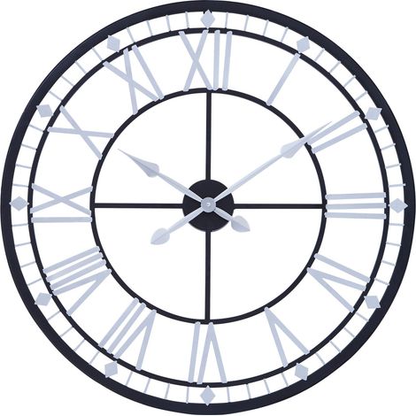 Premier Housewares Wall Clock Wooden Clocks For Living Room Silver Roman Numbers Kitchen Clocks Wall Contemporary Clocks For Bedrooms 80 x 4 x 80 (1/5)