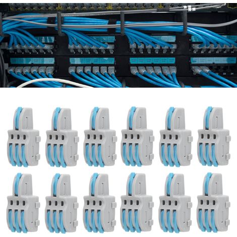 Lot de 20 borniers à connexion rapide de type T, connecteurs à bouton-poussoir, répartiteurs parallèles 1 entrée 3 sorties, gris SPL-F13 bleu (1/5)