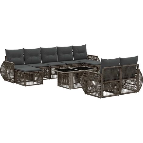Set Divano da Giardino 10 pz Grigio e Grigio Scuro polyrattan vidaXL (1/5)
