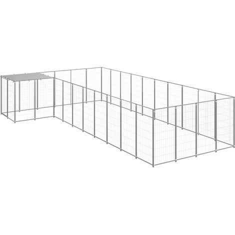 Dog Kennel Silver 13.31 m² Steel vidaXL (1/5)