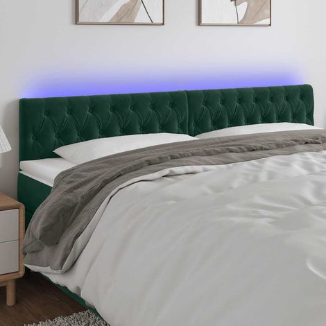 Tête de lit à LED,Panneau de lit,Pour Lit adulte,Décoration murale Vert foncé 200x7x78/88 cm Velours XZZ206663 (1/5)