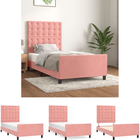 Maison Exclusive -  Bettgestell mit Kopfteil Rosa 80x200 cm Samt (1/5)