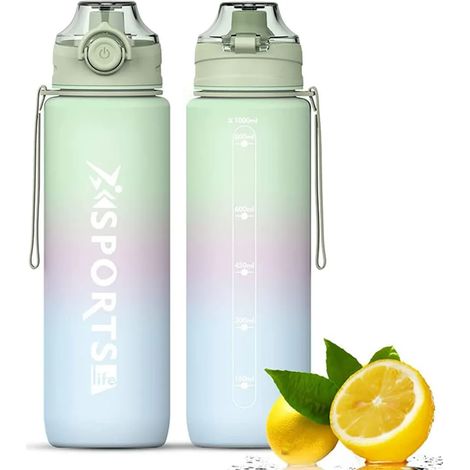 Bouteille d eau de sport un litre avec bouchon étanche pour salle de sport école et extérieur gourde nomade (1/5)
