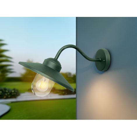 LED Außenwandleuchte aus Edelstahl in Tannengrün, Ausladung 42cm (1/5)