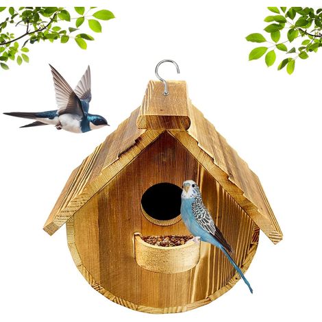 Hanging Bird, Nichoir Oiseaux Extérieur, Cabane Oiseaux à Suspendre avec Diamètre d'Entrée 4 cm, Maison Oiseau en Bois Naturelle, Nichoir Oiseaux de Jardins, pour Moineaux Mésanges Balcon (1/5)