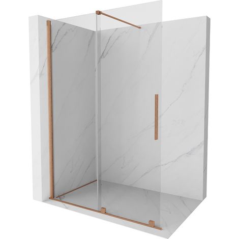 Mexen Velar Duschabtrennung Walk-in 130 x 200 cm, transparent 8 mm, gebürstetes Messing - 871-130-00 (1/5)