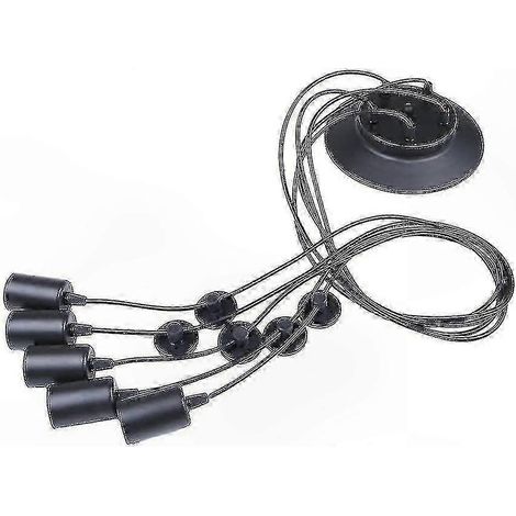 Suspension personnalisable à 5 bras avec abat-jour en fil métallique, câble de 2 m, fixation au plafond (ampoule non incluse) (1/3)
