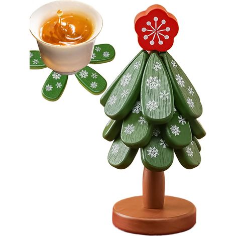 Foldable wooden trivet tree, sturdy and space-saving design