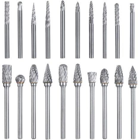 20-teiliges Fräser-Set mit rotierenden Doppel-Schnitt-Hartmetall-Frässtiften, rotierende Feilen, Grate, 3mm Schaftfräser für Heimwerkerarbeiten (1/5)