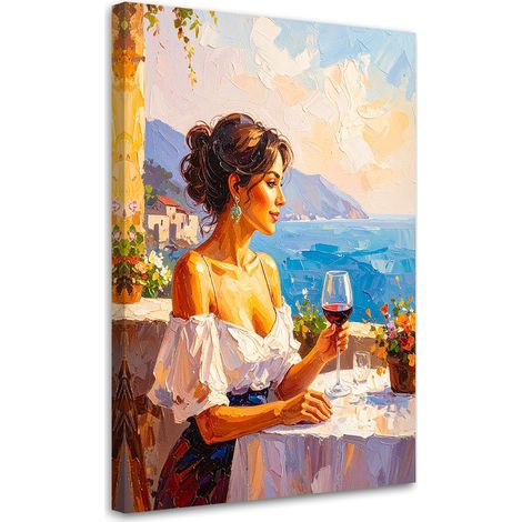 Wandbild Porträt Frau Wein Landschaft 40x60 cm (1/5)