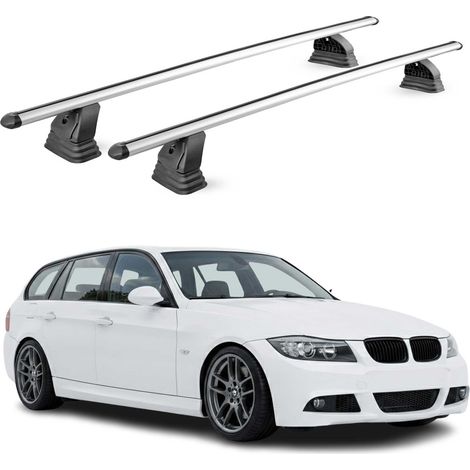 OMAC Aluminium Dachträger Querträger für Bmw 3er Touring E91 2006-2012 – TÜV / DIN 75302:2019 – Abschließbar – T-Nut – Max. 75 kg – 2 Stangen – Silber (1/5)