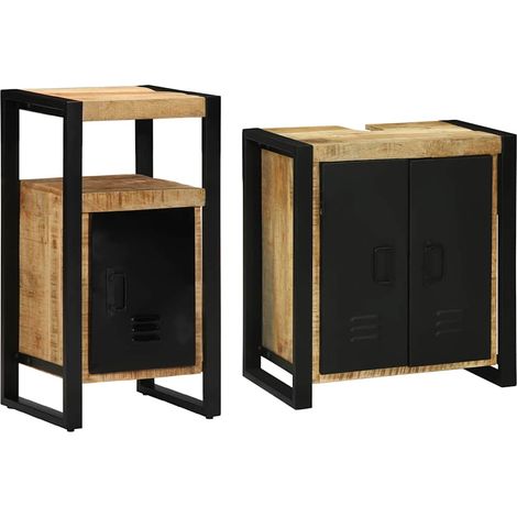 Maison Exclusive - Badezimmermöbel-Set 2 pcs Braun und Schwarz Ma (1/5)