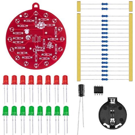 Kit de soudure pour circuit imprimé NE555, décoration de sapin de Noël LED clignotante, circuit imprimé d'entraînement à la soudure avec LED rouge et verte clignotante. (1/5)