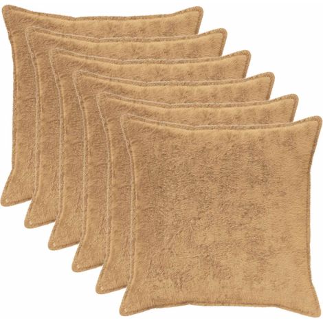 Kissenbezug 6 stk. HOUTEN Taupe 70 x 70 cm Faux Kaninchenfell vidaXL