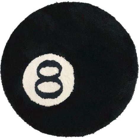 Tapis de billard imitation 8 boules, coussin de chaise rond capitonné doux, tapis de décoration en tapis noir, tapis ronds noirs (1/5)