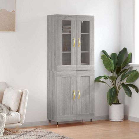 Highboard Grau Sonoma 69,5x34x180 cm Holzwerkstoff