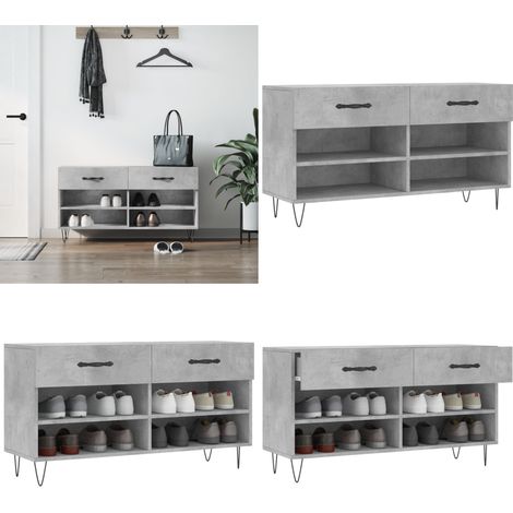 Schuhbank Betongrau 102x35x55 cm Holzwerkstoff - Schuhschrank - Schuhbank - Garderobe - Einbauschrank - Wohnzimmermöbel - Home & Living (1/5)