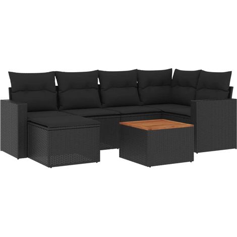 Maison Exclusive - Set Divani da Giardino con Cuscini 7pz Nero Polyrattan (1/3)