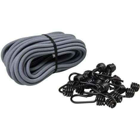 10 m lange elastische Spannrolle, 8 mm Durchmesser und 20 Haken (1/4)