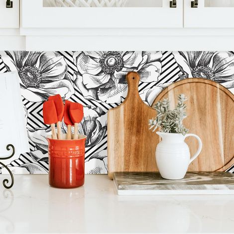 Crédence Adhésive Fleur Scandinave 300 x 40 cm (1/4)