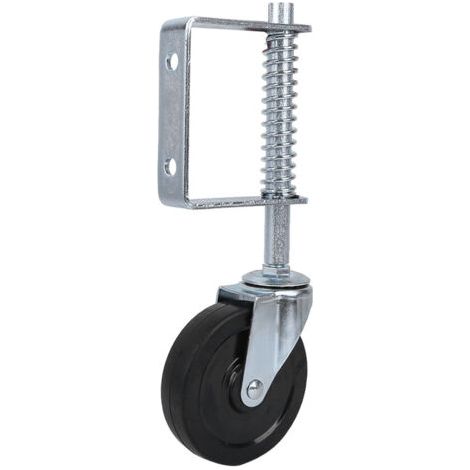 QORVA- Roue de portail en caoutchouc de 4 pouces, roulette pivotante à ressort, capacité de charge robuste de 110lb