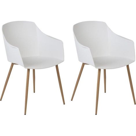 Conjunto de 2 sillas de comedor madera clara material sintético reposabrazos Fonda II (1/3)