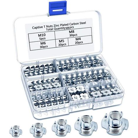 Écrous à griffes en acier au carbone, 4 griffes M6 à M10, kit de 105 pièces (1/4)