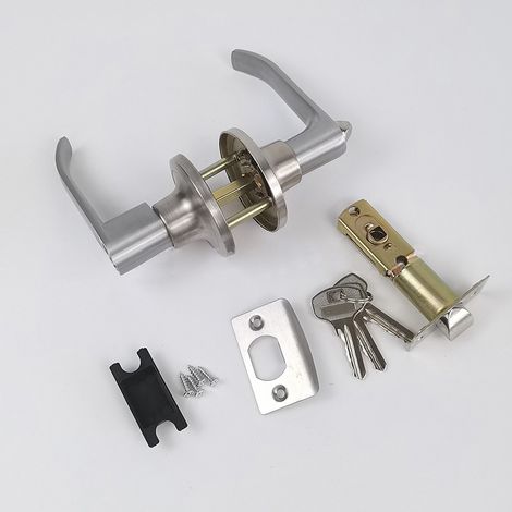Ortviai Serrure à Bouton avec Barres de Sécurité Aluminium pour Portes d'Intérieur (45-65mm) - Cylindre et Clés Inclus