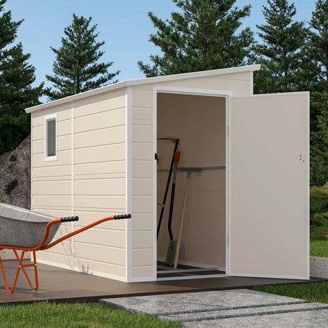 Abri Jardin Adossé Résine Beige 3,55m2 Porte Verrouillable JOBU