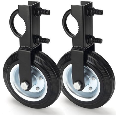 Kit ruote per sostenere un cancello in metallo oscillante con telai da 1-5/8" a 2", ruota agricola resistente da 6" per recinzione a maglie di catena, previene lo sfregamento, nero