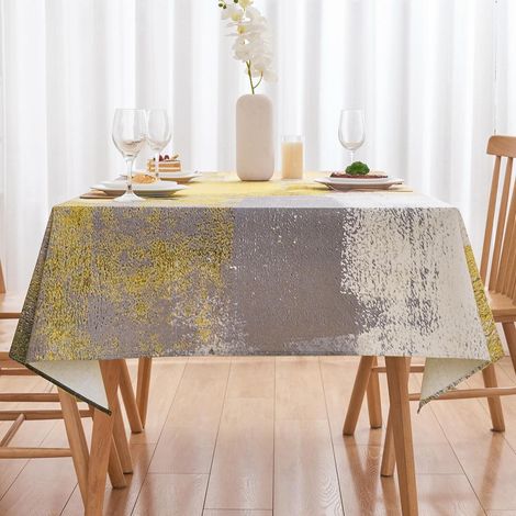 Nappe lavable 140x200 cm, moderne, jaune-gris, rectangulaire