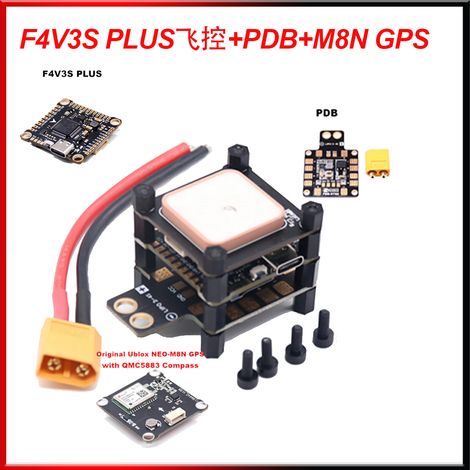 Spezielles Flugsteuerungs- und Kontrollturm-Kit für FPV-Renndrohnen F4V3 PLUS: F4V3 PLUS Flugsteuerung + PDB + N8N GPS + Kontrollturm-Kit.