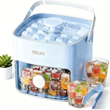 Eclairage Design – Machine à glaçons professionnelle 48 cubes – Production rapide en quelques minutes – Ouverture sans contact – Design compact empilable