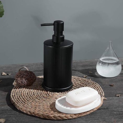 Distributeur de Savon Noir, Distributeur de Savon en Aluminium, 500 ML, Inoxydable, pour la Cuisine et la Salle de Bain (1/4)