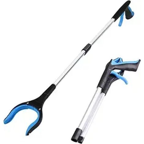 Pince de ramassage pliante, 83 cm, ramasse - objets en aluminium, pince de préhension, pince télescopique, poubelle (bleu) (1/5)
