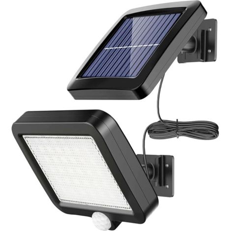 Applique murale solaire d'extérieur avec détecteur de mouvement 56 LED ultra lumineuses étanchéité IP65 lumière solaire séparable cordon de 5 m pour terrasse garage allée porche et clôture (1/5)