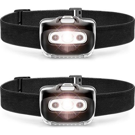 220lm 2-Pack LED Headlights – Outdoor Camping Headlight with Adjustable Headband – 7 Modes IPX5 Waterproof (1/3)