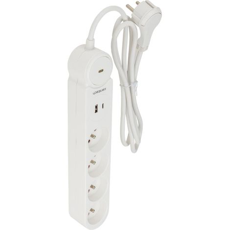 Bloc multiprise Iota 4x16A + interrupteurs + USB A+C - Blanc - Zenitech (1/4)