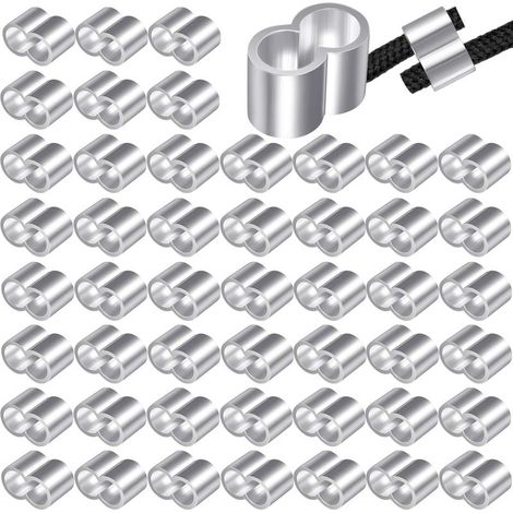 50 Pièces Manchons en Aluminium 4mm, Manchons à Sertir à Double Virole en Aluminium, Manchon de Boucle de Sertissage avec étui de Rangement pour 4mm Câbles Corde en Acier Inoxydable (1/5)