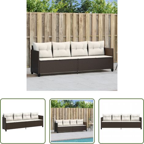 Gartenmöbel -  Sonnenliege mit Kissen Braun Poly Rattan (1/5)