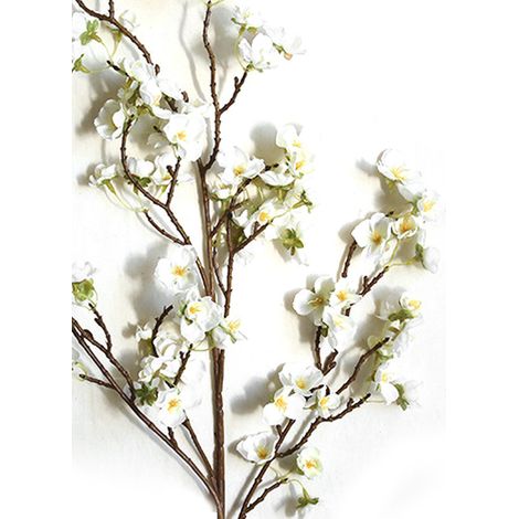 4 branches Fleurs de cerisier artificielles, 97 cm, blanches, décoration intérieure, centre de table (1/5)