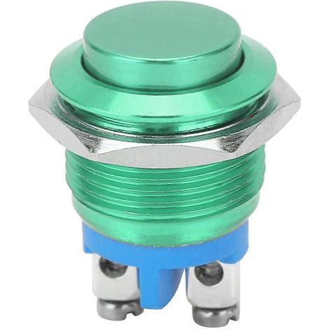 Bouton poussoir métallique étanche en acier inoxydable, auto-rétablissement normalement ouvert, 16mm 220V vert (1/5)
