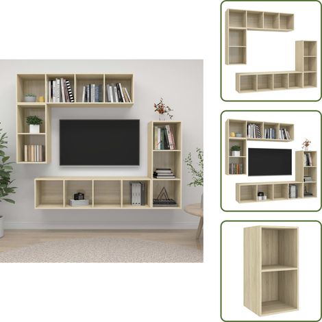 The Living Store Ensemble de meubles TV 4 pcs Chêne sonoma Bois d'ingénierie - Meuble tv mur (1/5)