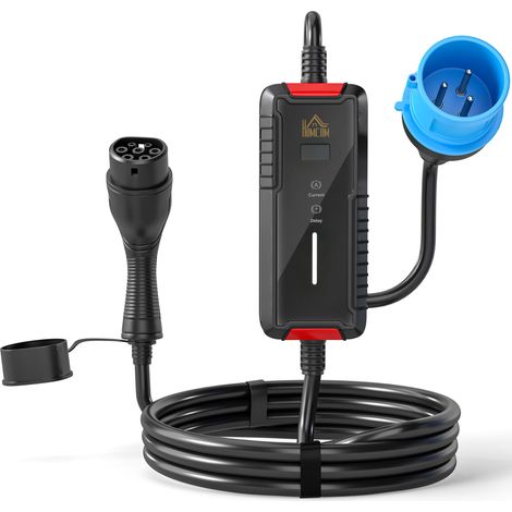 Chargeur voiture électrique Type 2 - 7,4 kW, 8 m, 6-32A, IP65 - Pour EV/PHEV - Recharge à domicile ou extérieur - Design résistant aux intempéries (1/5)