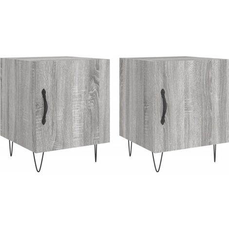 Set 2 comodini con vano con anta 40 x 40 x 50 cm in legno ingegnerizzato grigio e ferro DEC035717