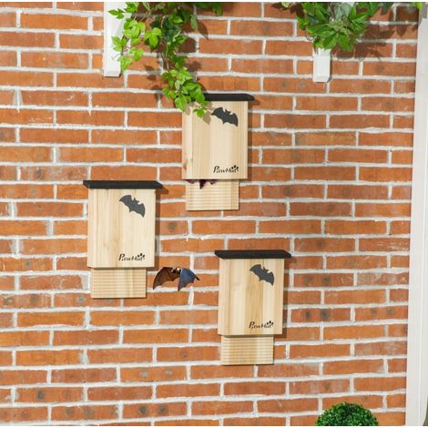 Refugio para murciélagos x3 de madera tratada, resistente a la intemperie, 25 x 6 x 37,5 cm (1/4)