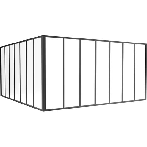 Verrière d'angle d'atelier en aluminium thermolaqué noir 210 x 210 x 105 cm (L x l x H) – BAYVIEW
