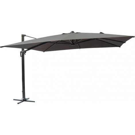 Ombrellone a braccio da giardino quadrato 4x4 nero con telo grigio Skyline